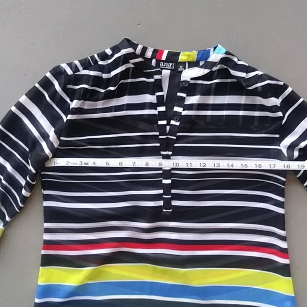 a.n.a sheer roll tab sleeve striped blouse - Picture 5 of 7